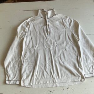 Banana Republic 1/4 button front ivory cotton sweater Large